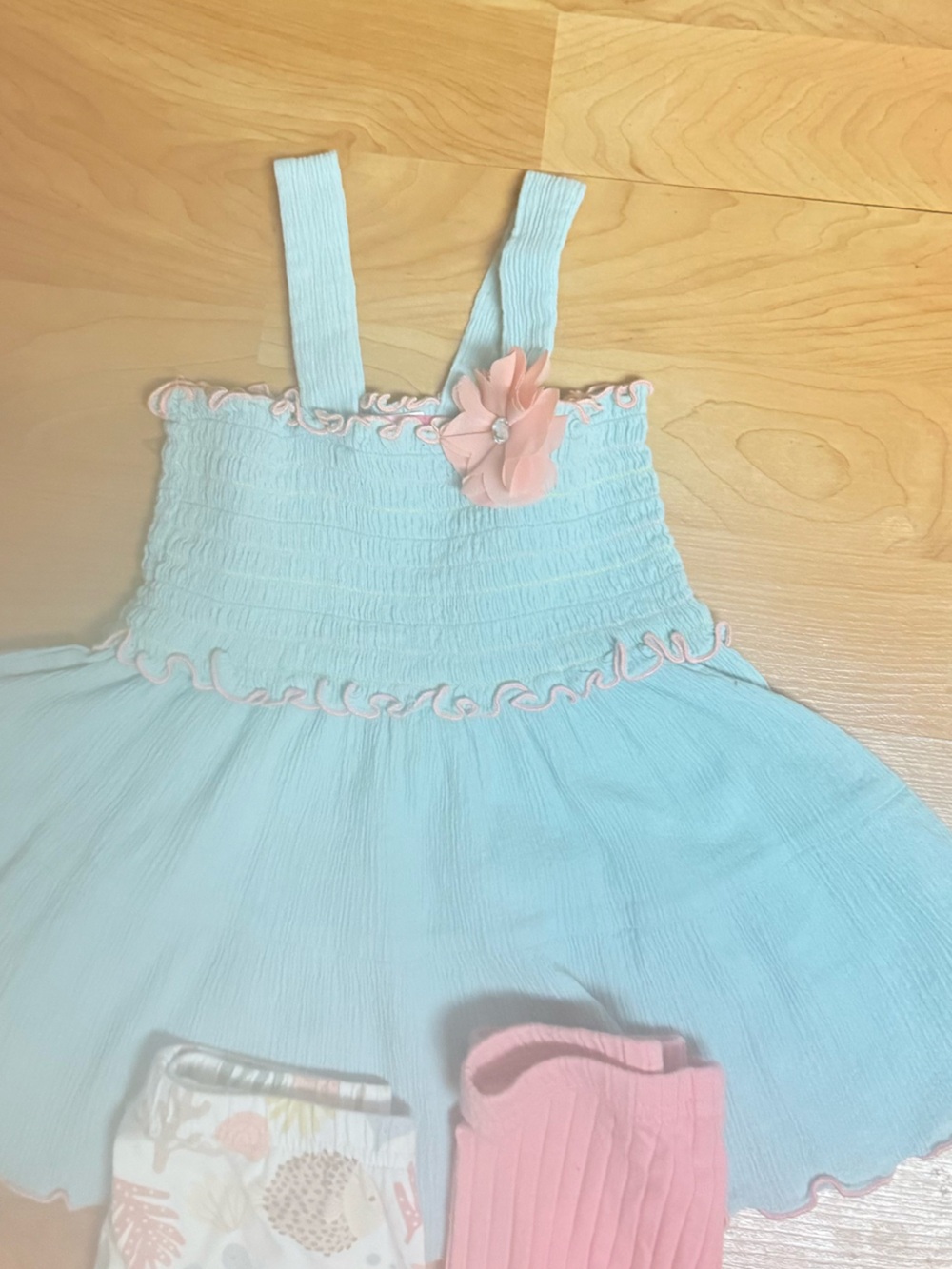 Nike Kids Light Blue Sundress with Pink Flower Accent
